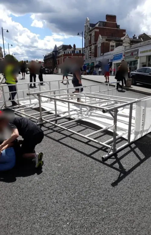 Serious Injuries As Tumbling Tower Lands On Public