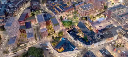 Artist's impression of the proposed £1 billion Greyfriars regeneration in Northampton town centre, including 1,220 new homes and commercial facilities.