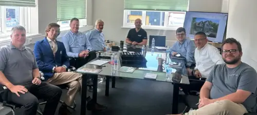 alisbury Glass management team following the company's partnership with Stellar Aluminium to manufacture aluminium windows and doors.